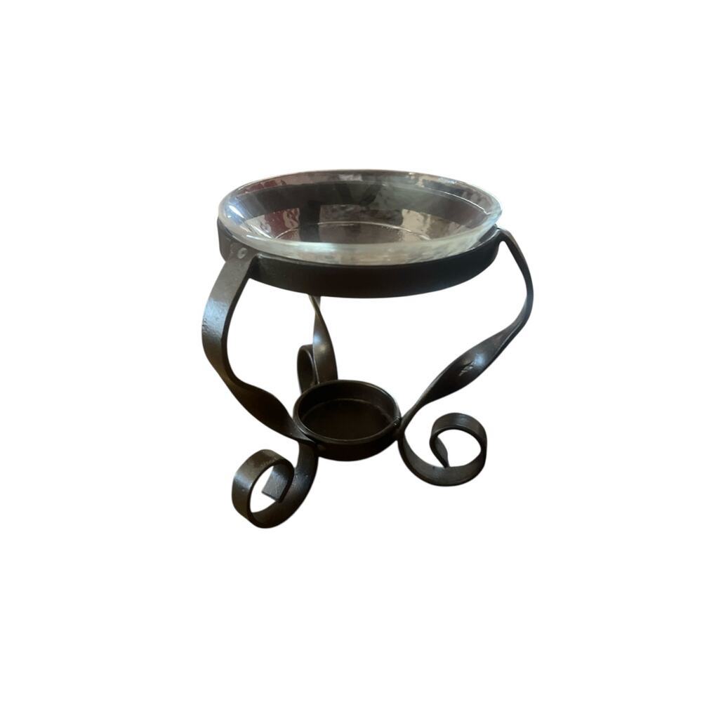 NWT Modern Art  Metal And Glass Candle Oil Warmer
